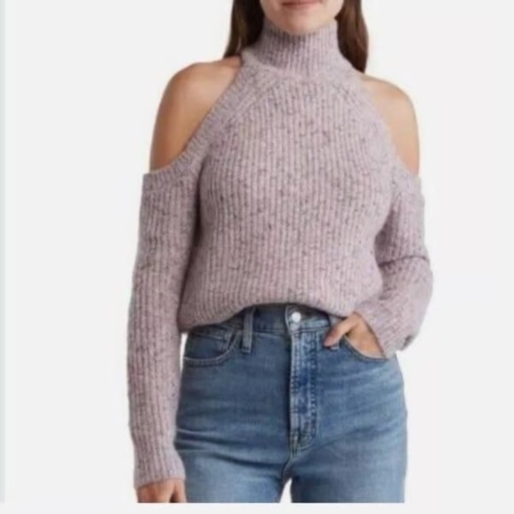 Astra lavender Cold Shoulder Sweater
